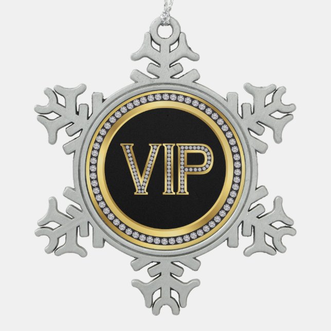 Gold Diamond VIP Weihnachten Schneeflocken Zinn-Ornament (Vorderseite)