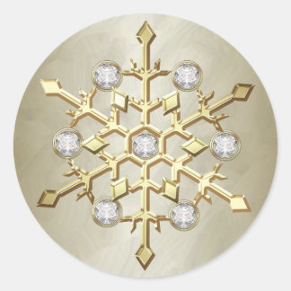 Gold Diamond Weihnachtsschneeflocke Runder Aufkleber