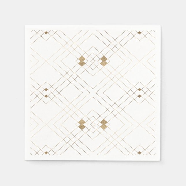 Gold Diamond White Geometric Deko Gatsby Wedding Serviette (Vorderseite)