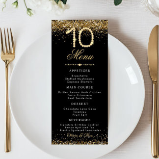 Gold Diamonds 10th Anniversary Dinner Flat Menu Menükarte