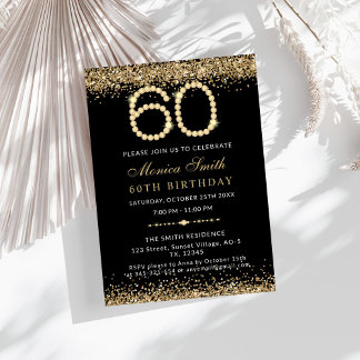 Gold Diamonds 60th Birthday Party Invitation Dankeskarte