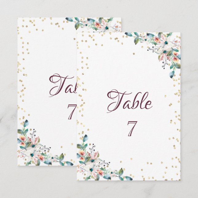 Gold Diamonds Blume Table Card Einladung (Vorne/Hinten)