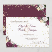 Gold Diamonds Burgundy Floral Wedding