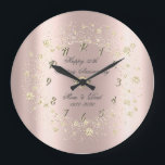 Gold Diamonds Confetti Rose Gold Jubiläum Große Wanduhr<br><div class="desc">Elegante Golddiamanten auf Golduntergrund der Rose.</div>
