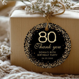 Gold Diamonds Elegant 80th Birthday Thank you Tag Runder Aufkleber
