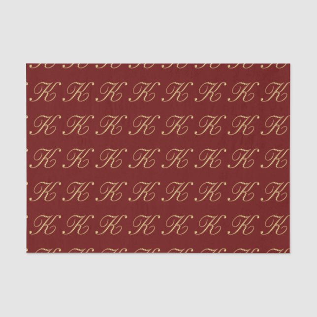 Gold Diamonds Letter K Monogram Nahtloses Muster Seidenpapier (Vorderseite)