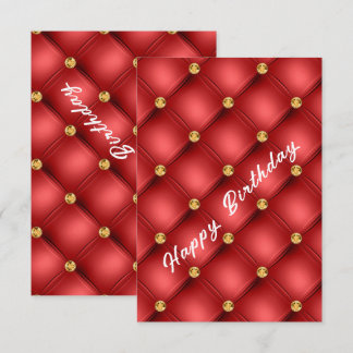 Gold Diamonds Tufed Red Romantic Birthday Card