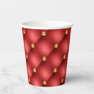 Gold Diamonds Tufted Leather Red Paper Cups Gesche Pappbecher