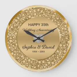 Gold Diamonds Wedding Jubiläum Große Wanduhr