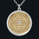 Gold Diamonds Wedding Jubiläum Versilberte Kette<br><div class="desc">Bestückte Golddiamanten (Diamanten sind nicht real) 35. Hochzeitstag personalisierbare Uhr. Sie können das Jubiläumsjahr ändern</div>
