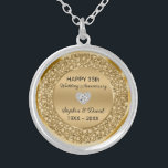 Gold Diamonds Wedding Jubiläum Versilberte Kette<br><div class="desc">Bestückte Golddiamanten (Diamanten sind nicht real) 35. Hochzeitstag personalisierbare Uhr. Sie können das Jubiläumsjahr ändern</div>