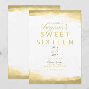 Gold Dijon Senf Aquarell Moderne Chic Sweet 16 Einladung