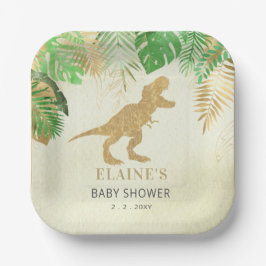 Gold Dinosaur Baby Dusche Danke Pappteller