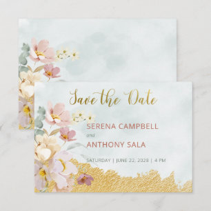 Gold Dipped Floral Enregistrer la carte Date