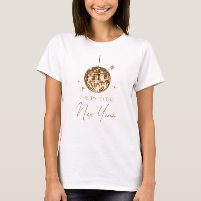 Gold Disco Ball Cheers Silvester Party T-Shirt (Vorderseite)