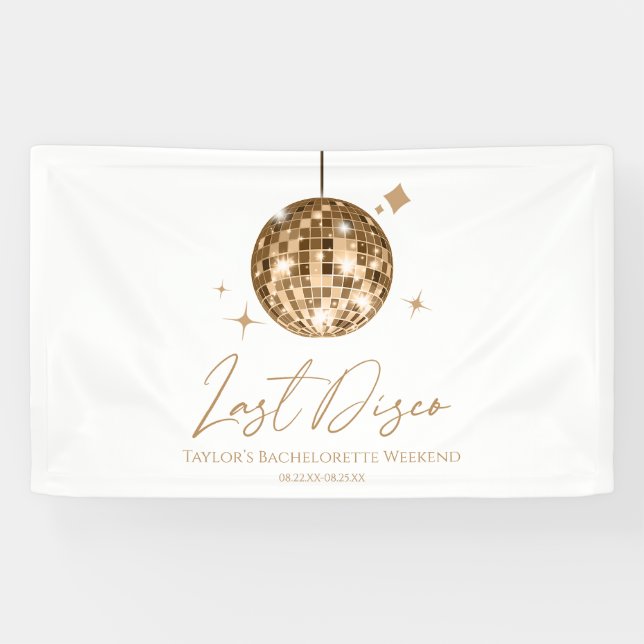 Gold Disco Ball Last Disco Junggeselinnen-Abschied Banner (Horizontal)