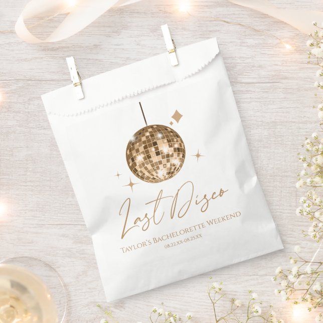Gold Disco Ball Last Disco Junggeselinnen-Abschied Geschenktütchen (Ausgeschnitten)