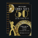Gold Disco Ball Studio 54 Party 50. Geburtstag Einladung<br><div class="desc">Ich bin stolz auf all meine Entwürfe, wenn Sie Fragen haben, individuelle Änderungen am Design gewollt haben oder gewollt, Dinge zu koordinieren, um zu entsprechen, und benötigen mich, um es zu erstellen, kontaktieren Sie Megan bitte direkt mit Emma Sue Bow-tique unter megan@emmasuebowtique.com . Zazzle bietet nun digitale Dateien an, aber...</div>