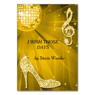 Gold Disco Ball und Stiletto Shoe Doppelseitig Tischnummer