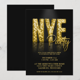 Gold Disco Glitzer Silvester Party Einladung