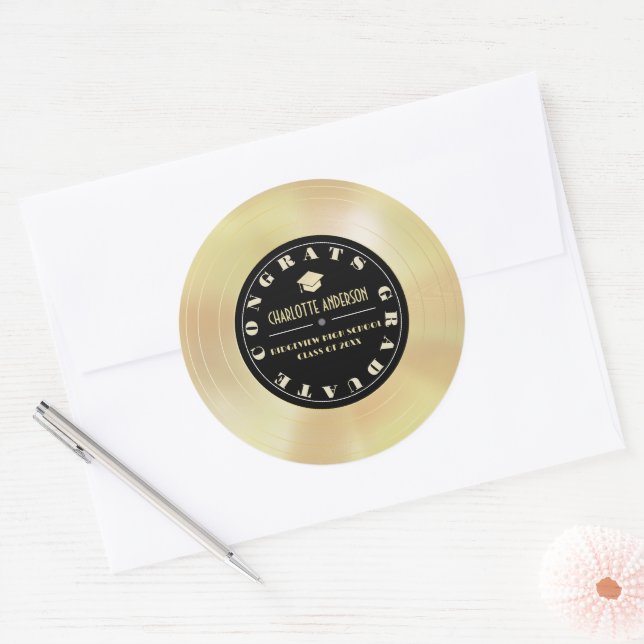 Gold Disk/Vinyl Record-Abschluss Runder Aufkleber (Umschlag)