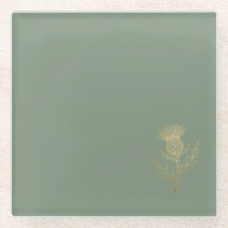 Gold Distel Salbeigrün Glasuntersetzer