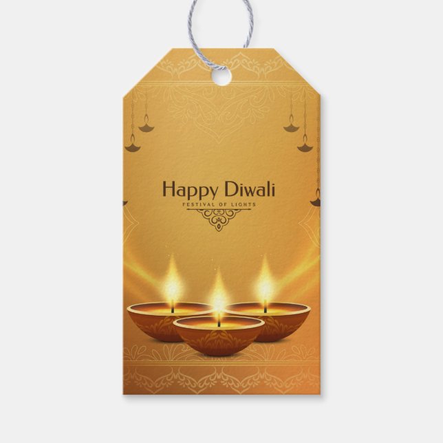 Gold Diwali mit Diya Geschenkanhänger (Vorderseite)