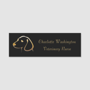 Gold Dog Head Veterinary Nurse Namensschild
