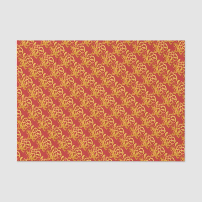 Gold Dog Papercut Chinesisches Neujahr 2018 - Them Seidenpapier (Vorderseite)