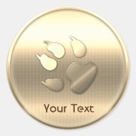 Gold Dog Pet Print, benutzerdefinierbar Text hinzu Runder Aufkleber