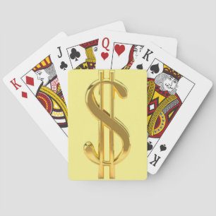 Gold-Dollar-Zeichen für gelbe Spielkarten