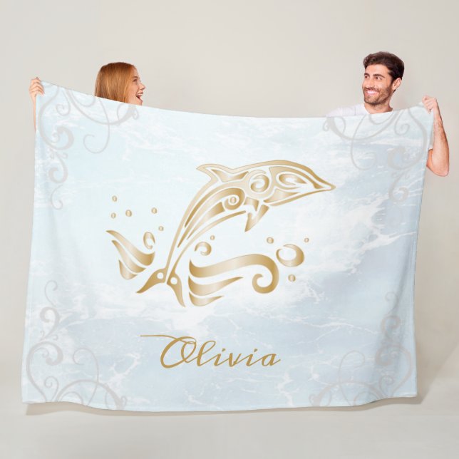 Gold Dolphin Personalisiert Fleece Blanket (Beispiel)
