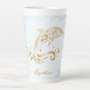 Gold Dolphin Personalisiert Latte Tasse
