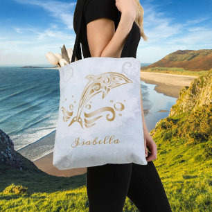Gold Dolphin Personalisiert Tote Bag Tasche