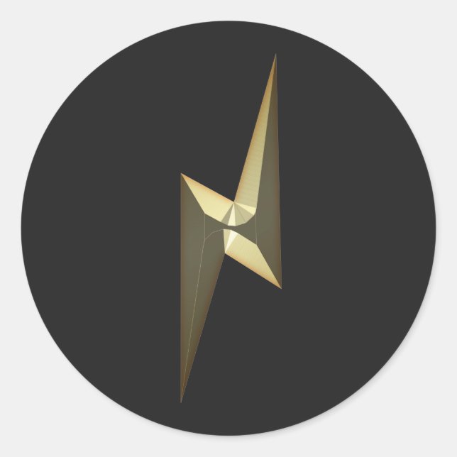Gold Donner Blitz Schwarz Moderner Spaß cool Runder Aufkleber (Vorderseite)