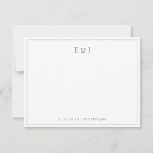 Gold Doppelgrenzenlose Elegante Doppelinitials Mitteilungskarte