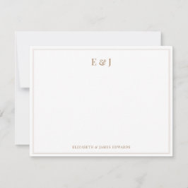 Gold Doppelgrenzenlose Elegante Doppelinitials Mitteilungskarte