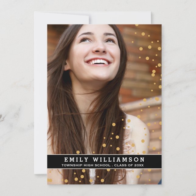 Gold Dot Glam Photo Graduation Party Invitation (Devant)