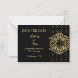 Gold Dot Pattern und Mandala Save the Date Mitteilungskarte