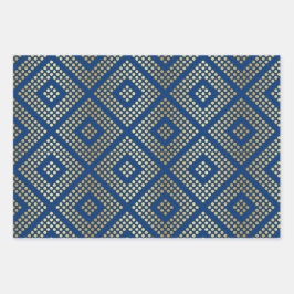 Gold Dot Patterns auf Royal Blue Geschenkpapier Set