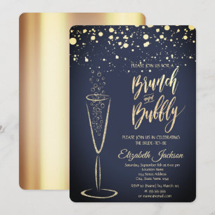 Gold Dots Champagne Glass Brautparty Einladung