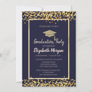 Gold Dots Glitzer Grad Cap Abschluss Einladung