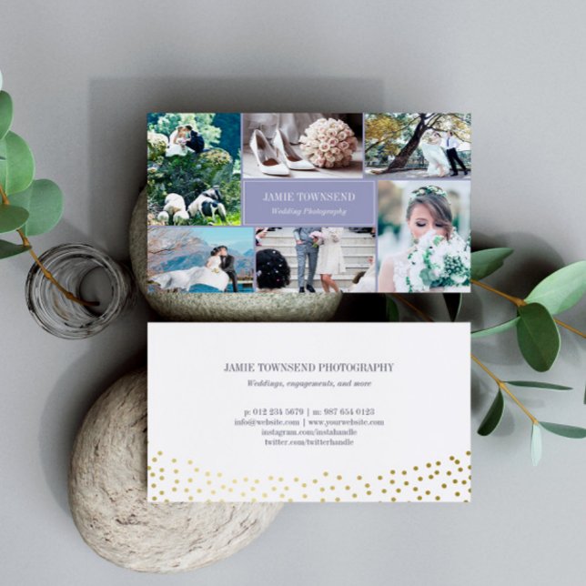 Gold Dots Heather Foto Collage Fotograf Visitenkarte (Von Creator hochgeladen)