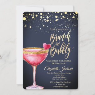 Gold Dots Martini Glass Herz Brautparty Einladung