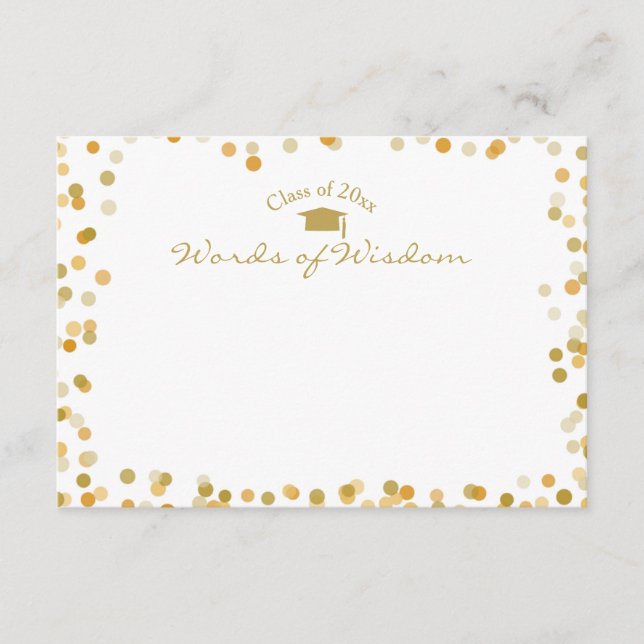 Gold Dots Words of Wisdom Advice für den Absolvent Hinweiskarte (Vorderseite)