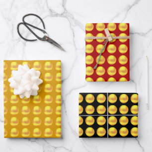 Gold Dots Wrapping Paper Flat Sheet Set 3 Geschenkpapier Set