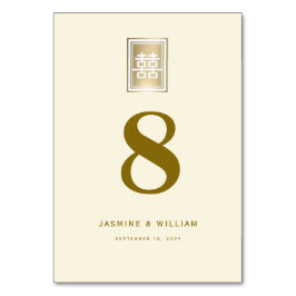 Gold Double Happiness Elegante chinesische Hochzei Tischnummer