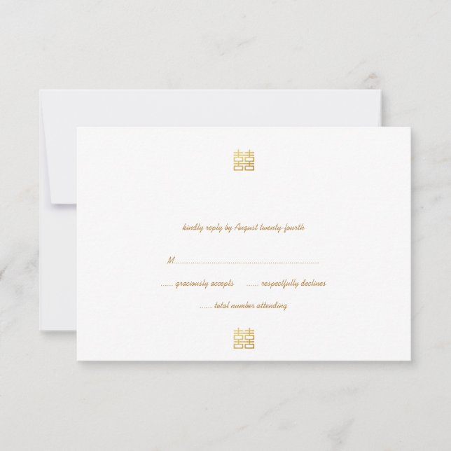 Gold Double Happy Lanterns RSVP Cards Karte (Vorderseite)