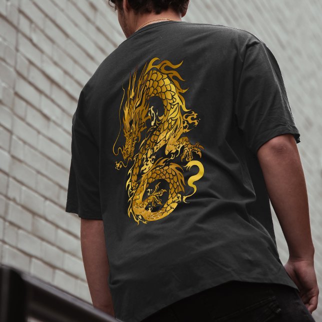 Gold Dragon 龍 Zodiac Geschenk Chinesisch Japanisch T-Shirt (Von Creator hochgeladen)