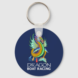 Gold Dragon Boat Racing Blue Schlüsselanhänger
